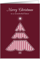 Merry Christmas Tutor, Lace & Stripes Tree card