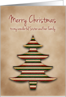 Merry Christmas Sister and Family, Scrapbook Style Tree card