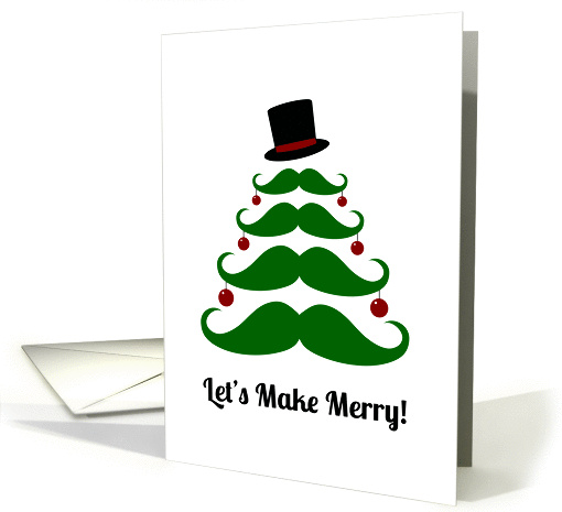 Let's Make Merry! Christmas Party Invitation Mustache Tree card