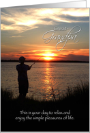 Great-Grandfather Birthday, Sunset Fishing Silhouette card