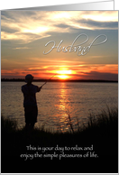 Husband Birthday, Sunset Fishing Silhouette card