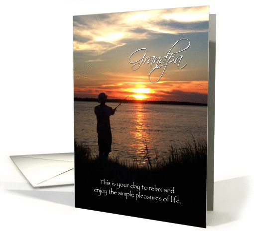 Father's Day Grandpa, Sunset Fishing Silhouette card (1323074)