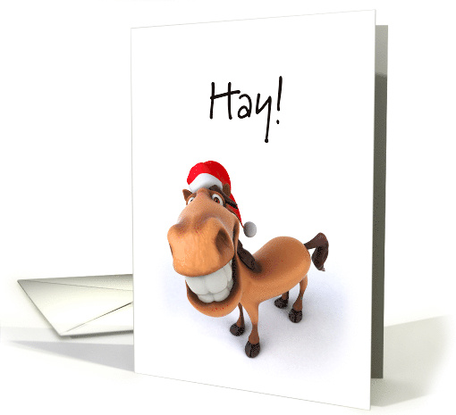 Hay! Funny Horse Christmas card (1348332)