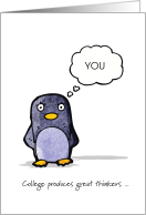 Thinking of You in College, Penguin Thought Bubble card