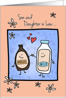 Son & Daughter in Law Anniversary, Made for Each Other, Chocolate Milk card