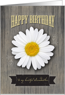 Grandmother Birthday, Rustic Wood and Daisy Design card