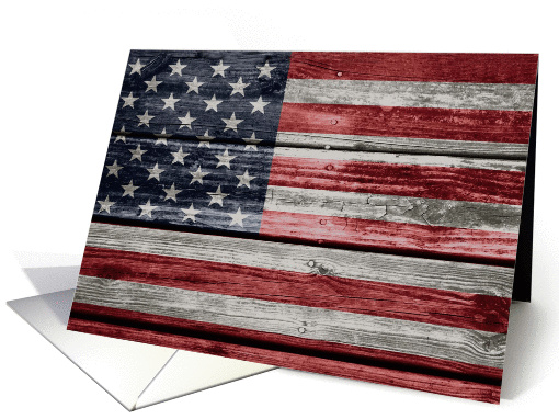 American Flag on Distressed Wood, Blank card (1388940)