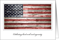Labor Day, Hard Hard Work & Ingenuity with Rustic American Flag card