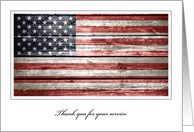 Veterans Day, Thank You with Rustic American Flag card