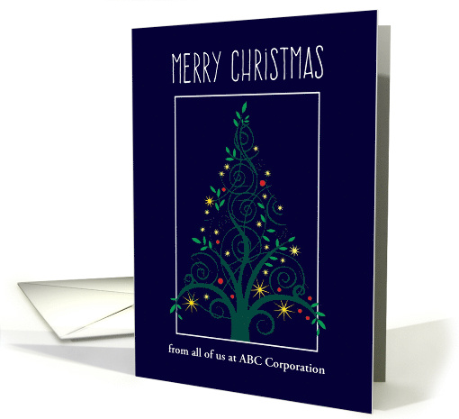 Merry Christmas Colorful Tree Swirls, Customizable Front card