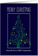 Merry Christmas Colorful Tree Swirls, Customizable Front card