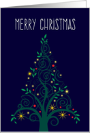 Merry Christmas Colorful Tree Swirls card