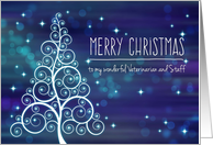 Merry Christmas Veterinarian & Staff, Swirled Tree & Bokeh Lights card