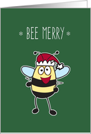 Christmas, Be Merry! Bumble Bee with Santa Hat card