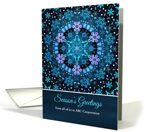 Customizable Season's Greetings, Blue Boho Snowflake Design. card