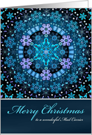 Merry Christmas Mail Carrier, Blue Boho Snowflake Design. card