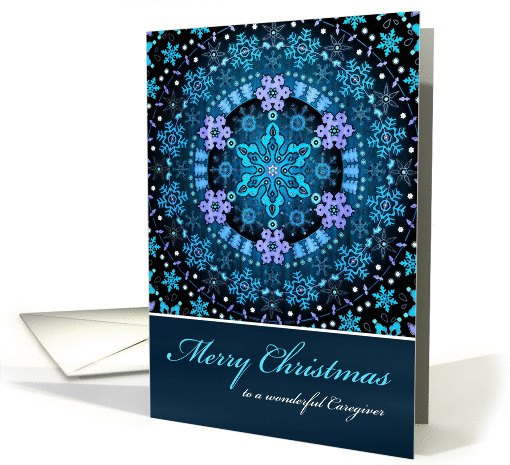 Merry Christmas Caregiver, Blue Boho Snowflake Design. card (1402284)