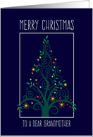Merry Christmas Grandmother, Colorful Tree Swirls card