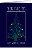 Merry Christmas Father, Colorful Tree Swirls card