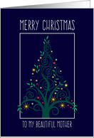 Merry Christmas Mother, Colorful Tree Swirls card