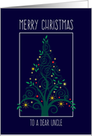 Merry Christmas Uncle, Colorful Tree Swirls card