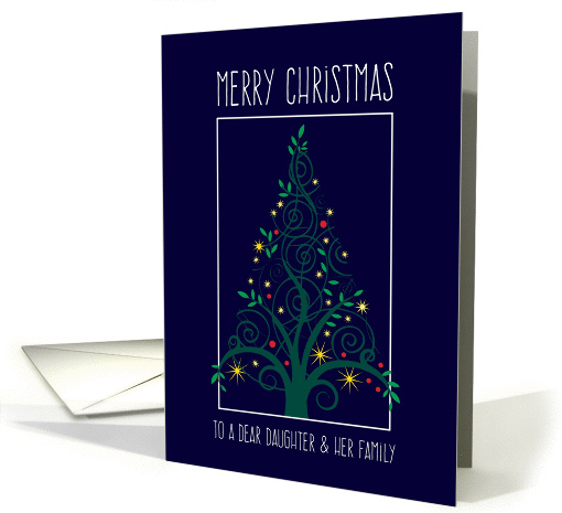 Merry Christmas Daughter & Family, Colorful Tree Swirls card (1402564)
