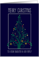 Merry Christmas Daughter & Family, Colorful Tree Swirls card