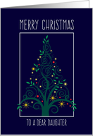 Merry Christmas Daughter, Colorful Tree Swirls card