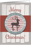 Merry Christmas Grandson with Rustic Fence & Reindeer card