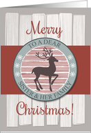 Merry Christmas Sister & Family with Rustic Fence & Reindeer card
