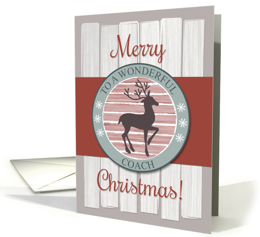 Merry Christmas Coach with Rustic Fence & Reindeer card (1407914)