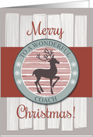 Merry Christmas Coach with Rustic Fence & Reindeer card