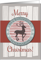 Merry Christmas Veterinarian with Rustic Fence & Reindeer card
