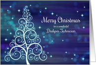 Merry Christmas Dialysis Technician, Swirled Tree & Bokeh Lights card