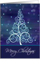 Merry Christmas Sparkling Tree & Twinkling Stars card