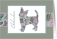 Chihuahua in Sage & Blush Abstract Garden Pattern Blank Note card