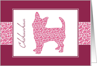 Chihuahua in Pink Leafy Pattern, Blank Note card