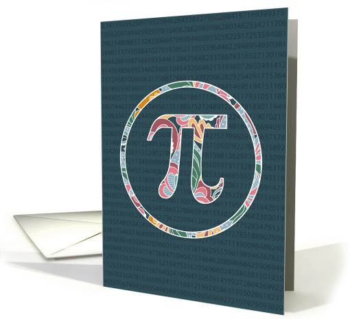 Birthday on Pi Day, Mathematical Symbol with Colorful Pattern card