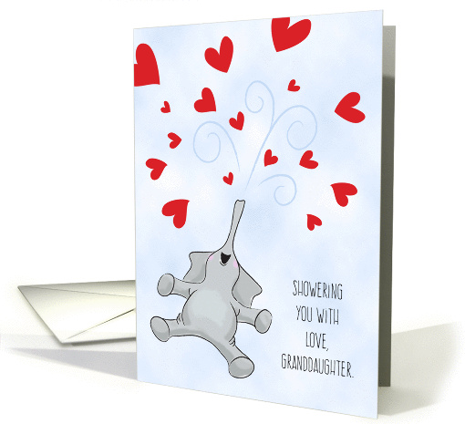 Granddaughter Valentine's Day Elephant, Showering You with Love card