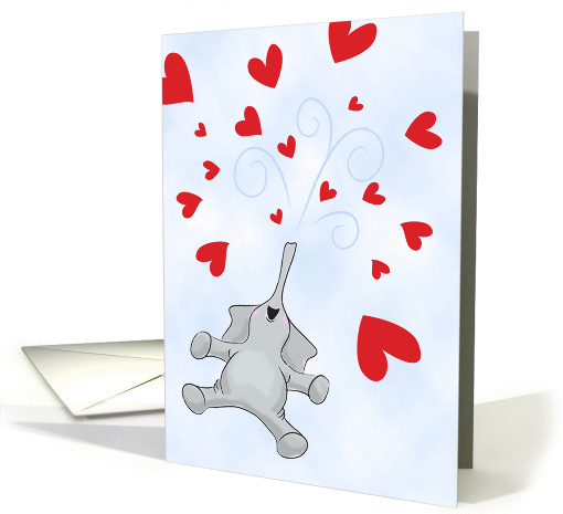 Valentine's Day Elephant with Showers of Hearts card (1418078)