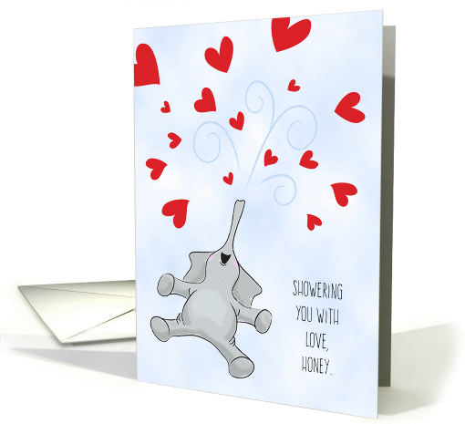 Honey Valentine's Day Elephant, Showering You with Love card (1419426)