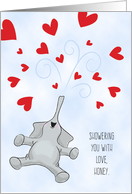 Honey Valentine’s Day Elephant, Showering You with Love card