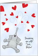 Custom Front Valentine’s Day, Elephant & Hearts card
