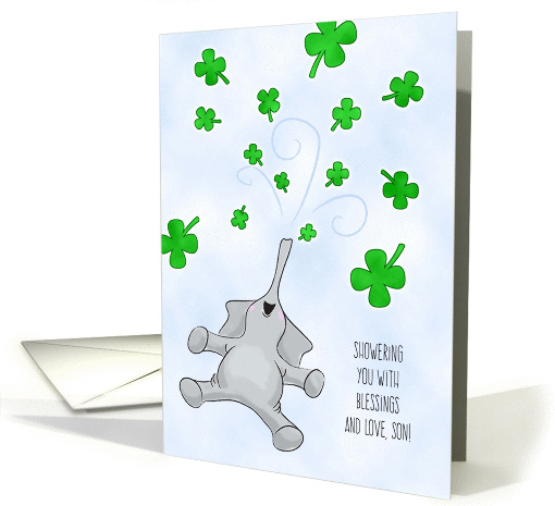 Son, St. Patrick's Day Love & Blessings, Shamrock Elephant card