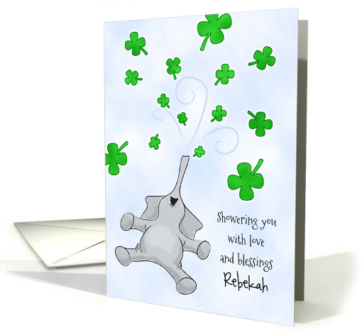 Custom Front, St. Patrick's Day, Elephant & Shamrocks card (1420292)