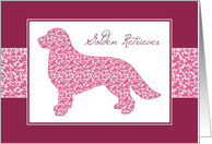 Golden Retriever in Pink Leafy Pattern, Blank Note card