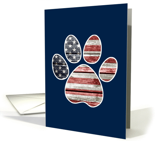 Patriotic Dog, American Flag Paw Print card (1431286)