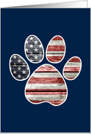 Patriotic Dog, American Flag Paw Print card