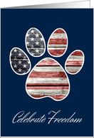 July 4th, American Flag Dog Paw Print, Celebrate Freedom card