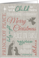 Rustic Christmas Word Collage with Nativity card